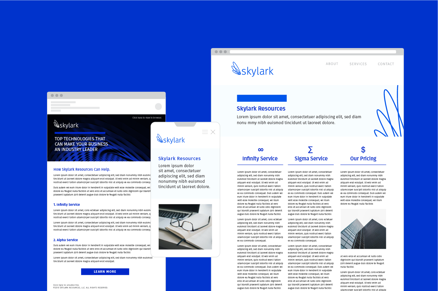 Web and mobile design for Skylark Resources, LLC.